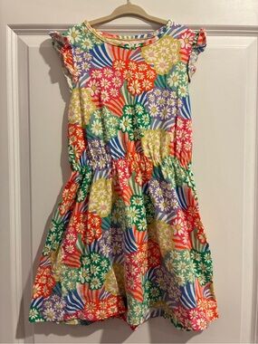 Mini Boden girls size 6-7 years Bright Floral Cotton Dress in Multi Colors